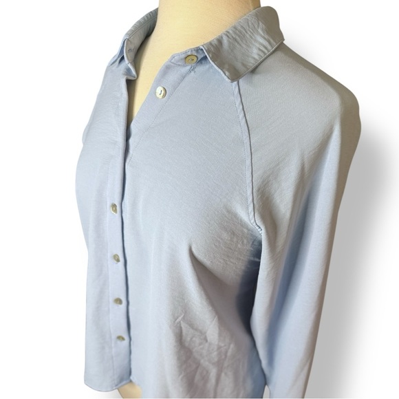 Sky Blue Women's Button-Down Shirt - Picture 3 of 4